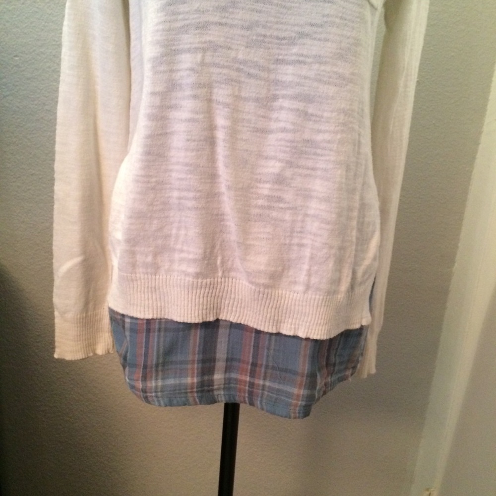 Anthropologie Moth Checked Hem Oversized Pullover Sweater Shirt - Picture 3 of 6